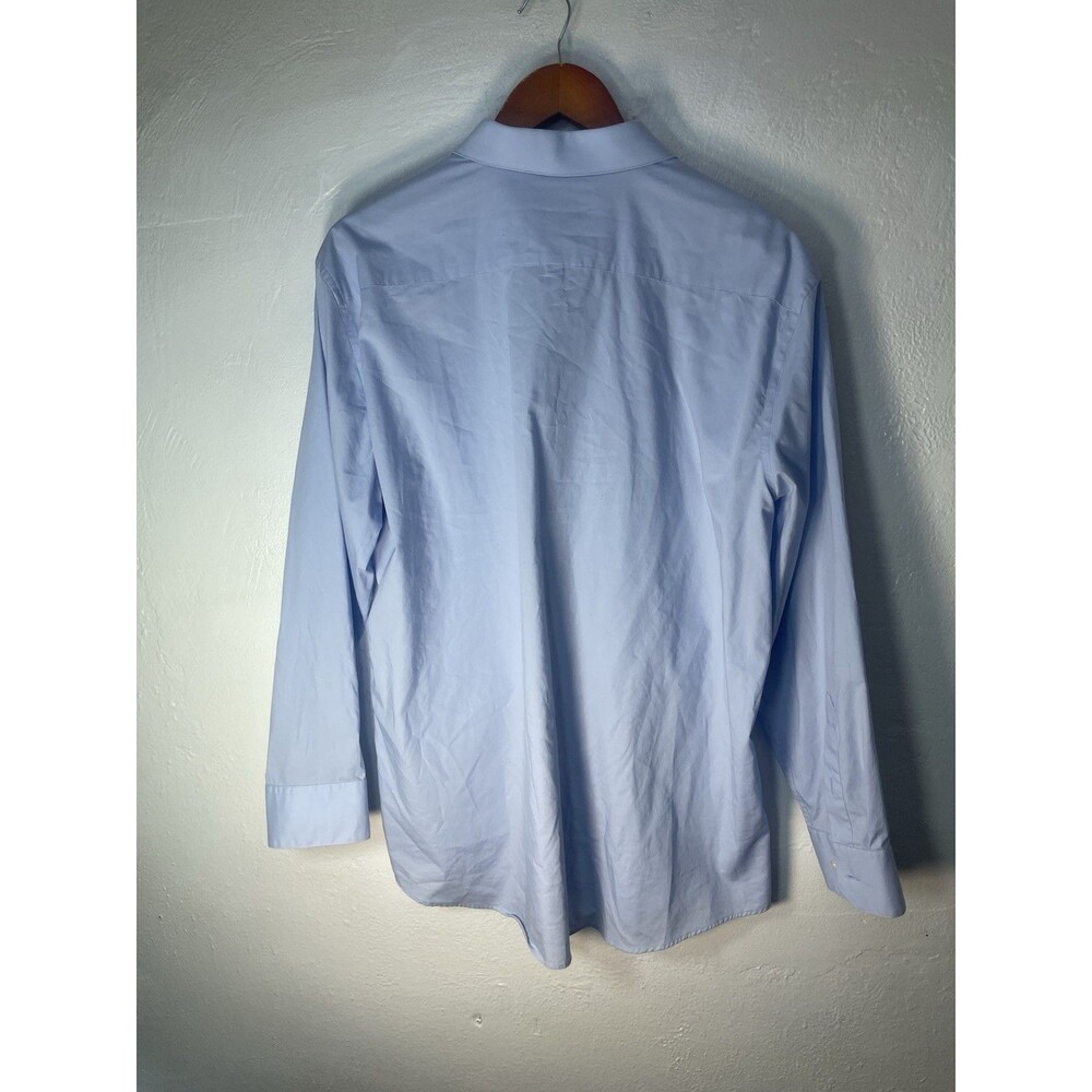 Perry Ellis Portofino Men’s Cotton Dress Shirt Blue Long Sleeve Cotton - Picture 6 of 6